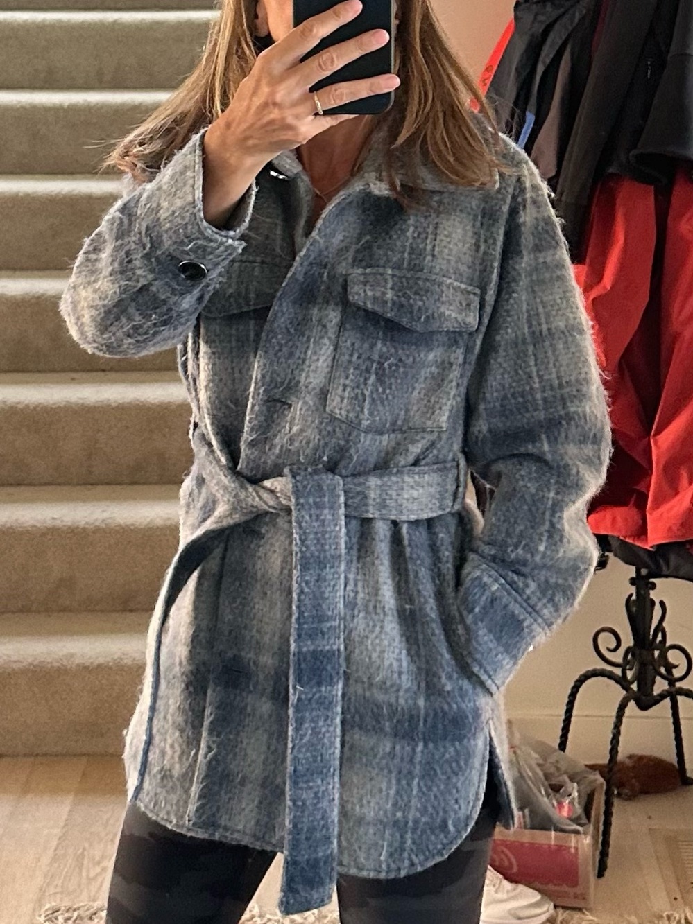 Tahari Plaid Belted Shacket